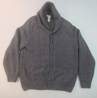 Dockers Men's L Gray Lambswool Nylon Button-Up Shawl Collar Cardigan Sweater