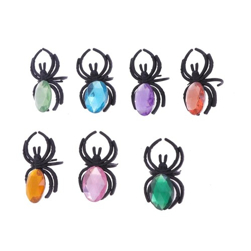 50 Pcs Assorted Color Spider Finger Rings Plastic Halloween Party Toys - Bild 9 von 12