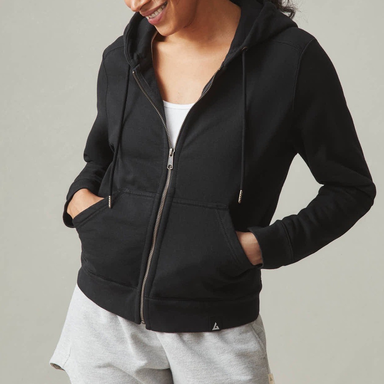 American Giant Full Zip Hoodie Black Cotton Made in USA Mens Medium Casual