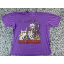 Vintage Calgary Canada Native American Chief Horse Graphic T Shirt Men L