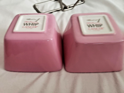 Pampered Chef Whip Cancer Caddy 2 Pink Dishes Server Breast Cancer Ribbon - Picture 10 of 20