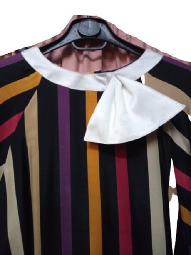 Vestito Donna Estivo Leggero Viscosa Righe Colorato 44 46 Cori® Comodo Base Nero - Picture 3 of 31