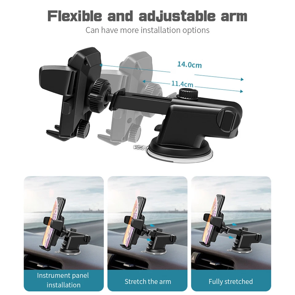 360 Car Windshield Phone Mount Holder For iPhone 17 16 15 14 Samsung S25 S24 S23 - Image 4 of 4