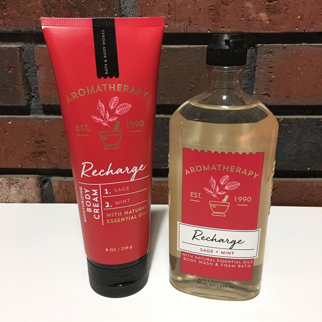Bath & Body Works Aromatherapy Recharge Sage Mint Body Wash and Body