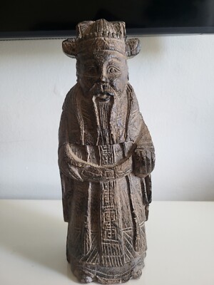 Chinese Japanese Asian Resin Wooden Statue Sage Wise Scholar 1900-1940 Size 13''