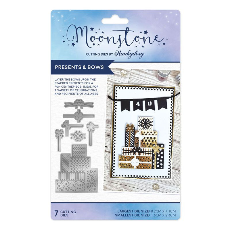 Hunkydory - Moonstone PRESENTS & BOWS Craft Die Set - 7 Dies - MSTONE810