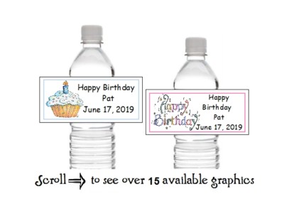 10 Personalized Happy Birthday Party Water Bottle Labels Wrappers Favors