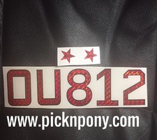 OU812 Sticker Decal For Guitar Red Holographic Prism Black Outline With Stars