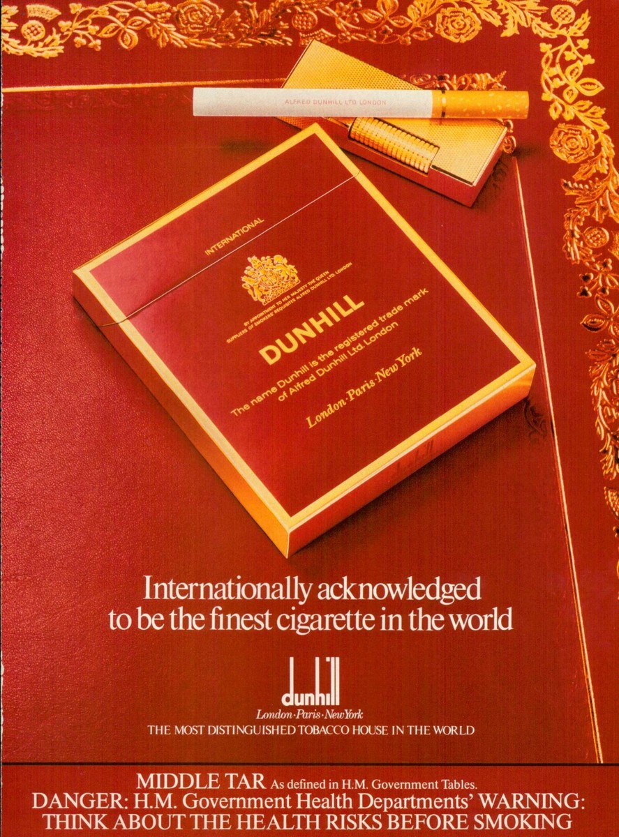 DUNHILL Cigarettes Magazine Print Ad 1980's 1pg 1982 | eBay