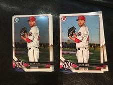 2018 Bowman BP74 Austin Voth 17 count, 8 chrome, 9 base lot Washington Nationals
