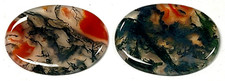Moss Agate Polished Oval Pair Loose Stones Rare
