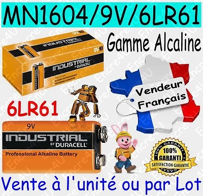 Piles 6LR61 9V MN1604 DURACELL - Vente aussi CR2032 CR2025 CR2016 CR2430 CR2450