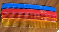VINTAGE DUPONT LIDO BRAND COMBS LOT OF 3 MADE IN USA RED YELLOW BLUE OLD STOCK