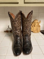 VINTAGE NOCONA BLACK BROWN MADE IN USA WESTERN COWBOY LEATHER BOOTS SIZE 8 D