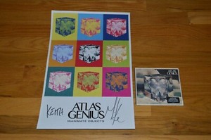 Atlas Genius Mike & Keith Jeffrey Signed "Inantimate Objects" Poster w/CD & COA