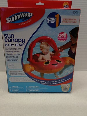 Swimways Sun Canopy Baby Boat Inflatable Pool Float  . New In Box Made In USA 