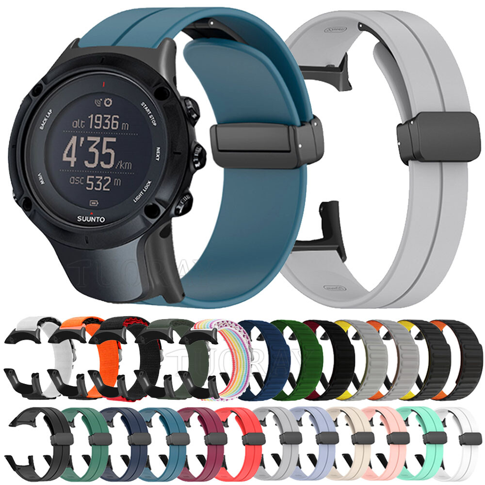 For SUUNTO Ambit Sport Run Silicone/Nylon Loop Watch Strap Band