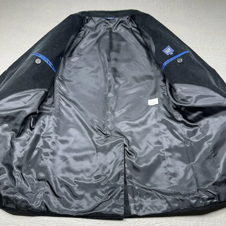 Gap Blazer Mens 42R Black Corduroy Single Breast Cotton Two Button Casual - Image 4 of 4