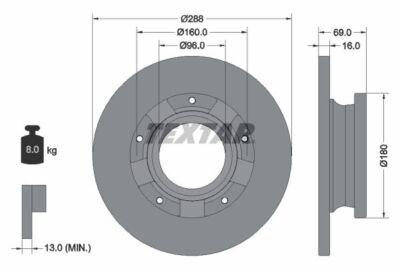 2x TEXTAR 92316903 Bremsscheibe für FORD