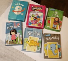 Lot of 6 Childrens Card Games Old Maid Memory Shopkins Crazy 8s Matching Go Fish