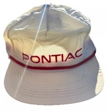 Pontiac Hat, Cap SnapBack, Whit, Made In USA, NEW Vintage Deadstock 1980  s