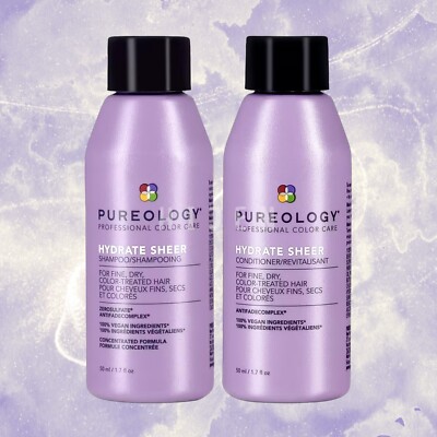 PUREOLOGY Hydrate Sheer Shampoo and Conditioner 1.7oz SET (Travel Size)