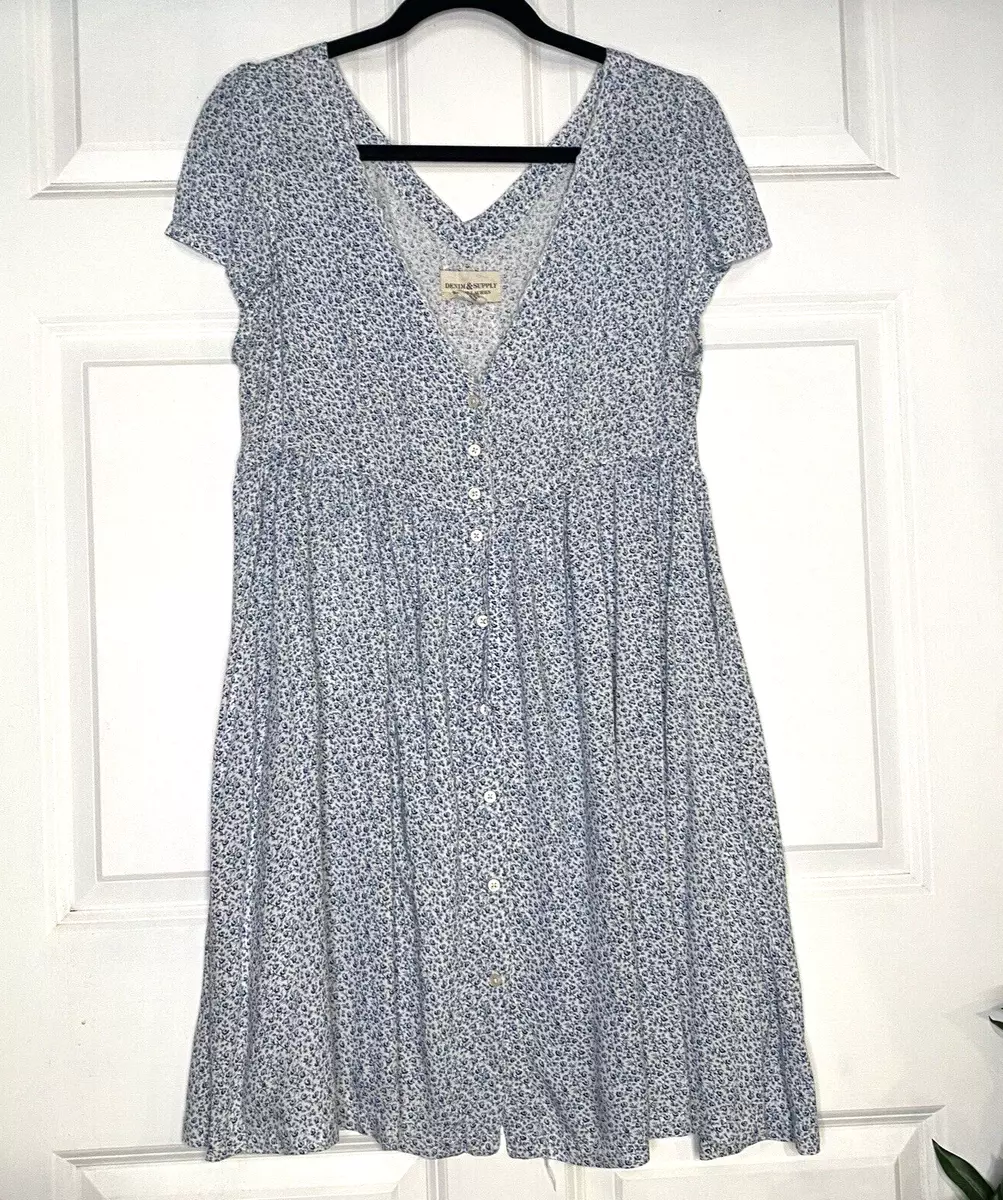 Ralph Lauren Denim Supply Blue White Floral Babydoll Dress