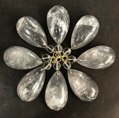 Rock Crystal Quartz Chandelier Pendants Prism W Bead Half Pear 4''122mm 8pc