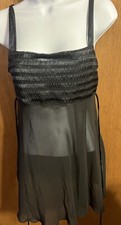 Vintage California Dynasty Lingerie Nightgown Lace Sheer Black Small