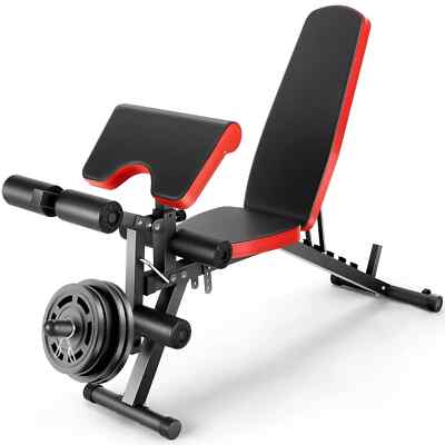 800 LBS Adjustable Weight Bench Workout Press Preacher Curl Bench with Wheels 