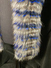 Very Cool Buttery Soft  Blue Striped Silver Fox Long Scarf From Film Collection — photo 4