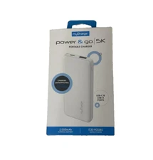 myCharge 5000mAh Power & Go Power Bank Portable Charger - White NEW OPEN !!!