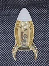  Gold and White Ceramic Rocket Ship Plate Incense Burner Ash Tray Novelty Bowl
