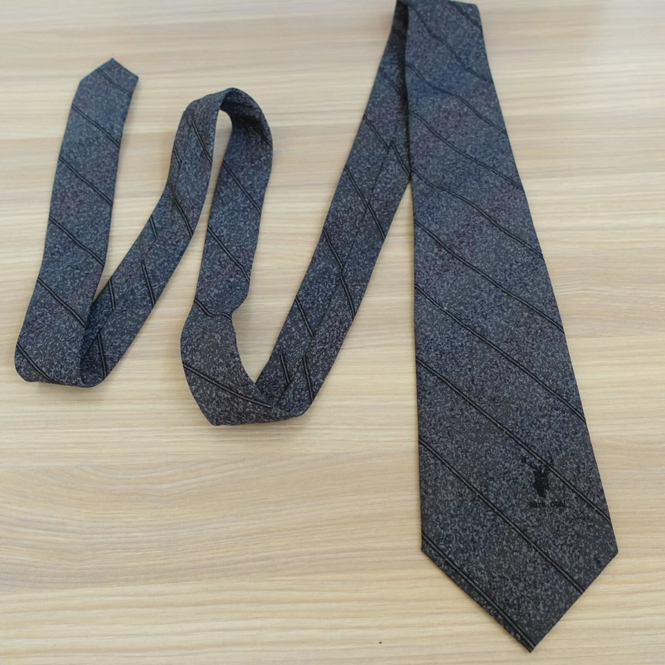 Corbata de cuello a rayas grises para hombre azul camuflaje logotipo de cabeza de ciervo clásica ORIGINAL CORBATA Foto 3 de 4