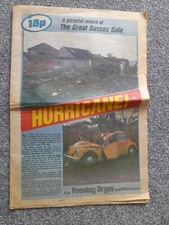 OLD NEWSPAPER REPORTING THE GREAT SUSSEX HURRICANE 1987