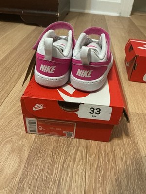Nike Court Borough Low Recraft (TD) Kids Shoes White Laser Fuchsia Pink Size 9C