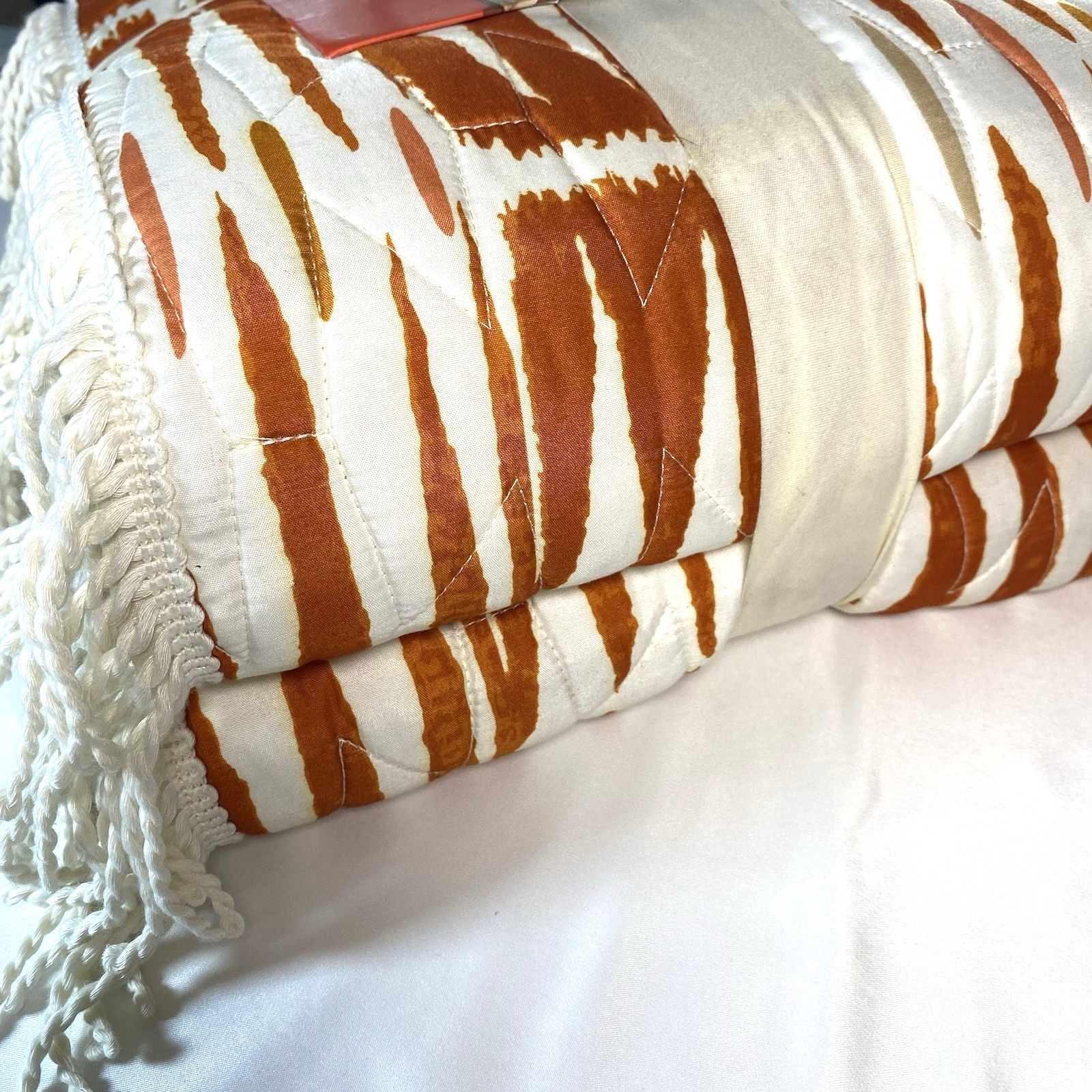 Opalhouse Jungalow FULL/ QUEEN Fringe Groove Print Quilt Earthy Boho Chic NEW