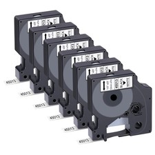 6-Pack Dymo D1 Label Tape 45013 Black on White 1/2 Inch x 23 Feet Compatible ...