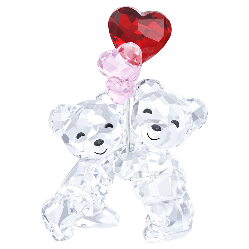 NIB Sparkling Swarovski Crystal Kris Bear Figurine Heart Balloons Valentine's