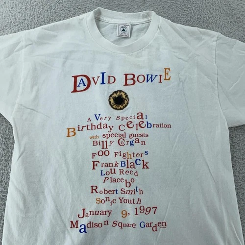 David Bowie Shirt Mens M/L 50th Birthday MSG Concert 1990s vintage concert t-shirt, vintage, single stitch, B+ condition