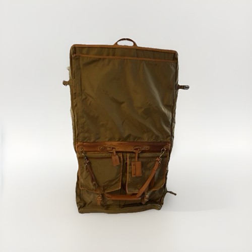 Vtg Hartmann Nylon Leather Trim Garment Bag & Rolling Luggage Set
