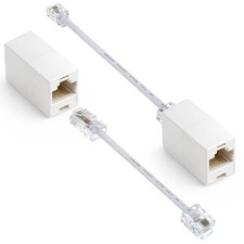 2 PCS RJ45 to RJ11 Adapter White Phone Jack to Ethernet Cable Adapter Set