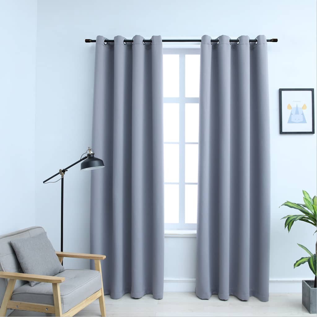 Tende Blackout Grigie 2 Pezzi 140x225 cm - Oscuramento 100%