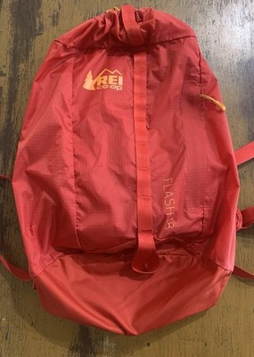 REI Co-Op Flash 18 Packable Red Daypack Backpack Roll Top Hiking Camping Travel