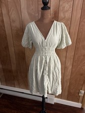 Madewell Linen Blend Sophia Mini Dress Sunfaded Mint Green, Size S, Boho Lined