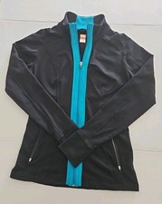 LUCY Power SP Activewear Jacket Zip Pockets Black/ Teal EUC