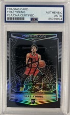 Trae Young 2018-19 Obsidian Signed Auto Rookie Card #73 PSA/DNA Hawks Wizards. rookie card picture