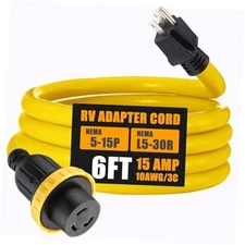 Kanayu 6ft 30 Amp to 15 Amp 110 Volt RV Adapter Cord Compatible with NEMA 5 6FT