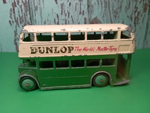 Dinky Toys Leyland Double Decker Bus No 290 Dunlop Green/Cream 1950`s Vintage