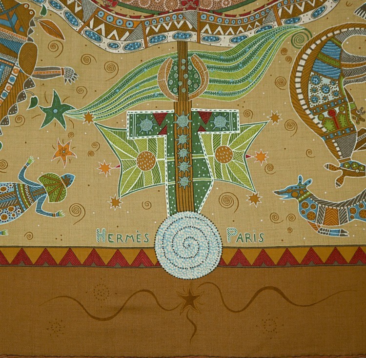 Hermes Carrege en Carre 140 REVE D AUSTRALIE Australian Dream Cassisil La thumbnail 4